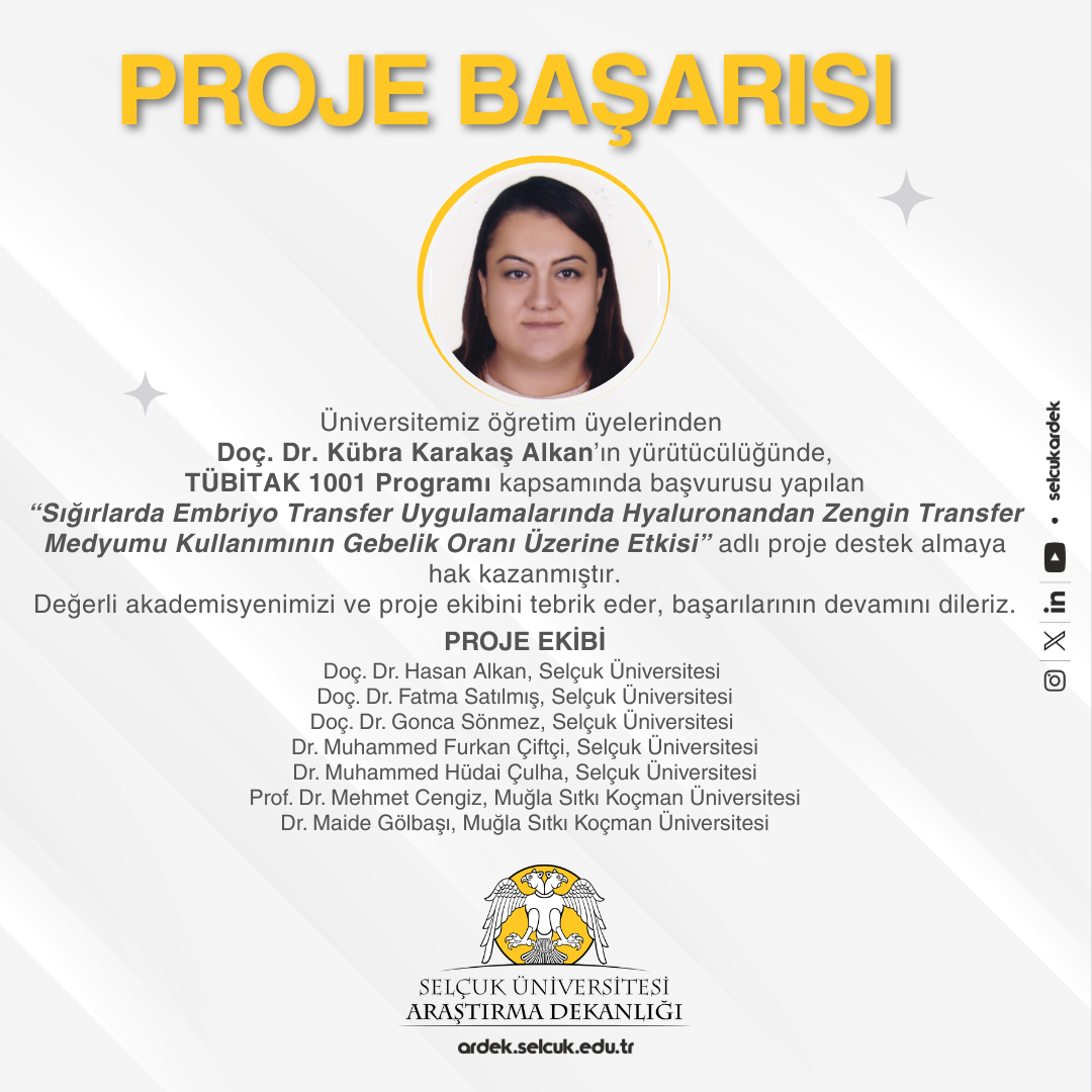 Doç. Dr. Kübra Karakaş ALKAN — TÜBİTAK 1001 Programı Proje Başarısı