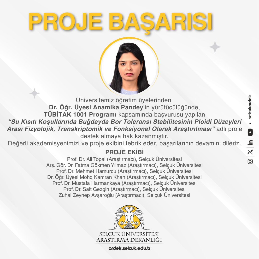 Dr. Öğr. Üyesi Anamika PANDEY — TÜBİTAK 1001 Programı Proje Başarısı