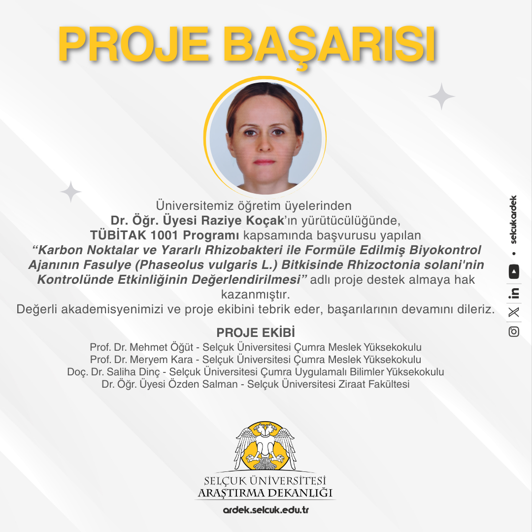 Dr. Öğr. Üyesi Raziye KOÇAK — TÜBİTAK 1001 Programı Proje Başarısı
