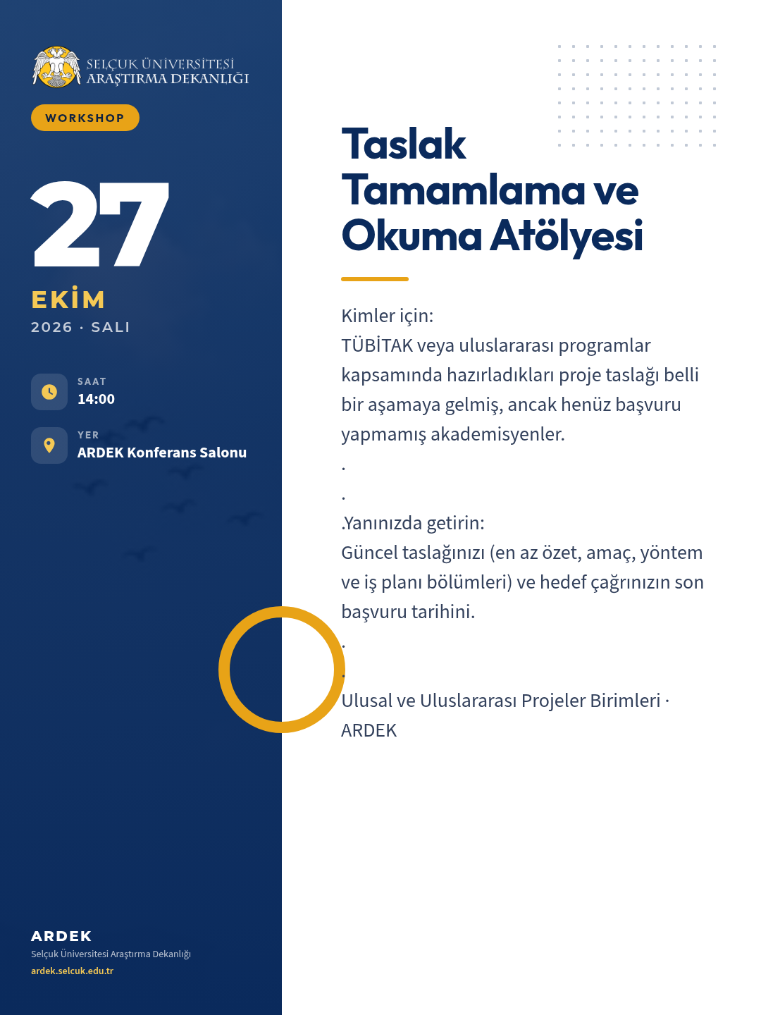 Taslak Tamamlama ve Okuma Atölyesi