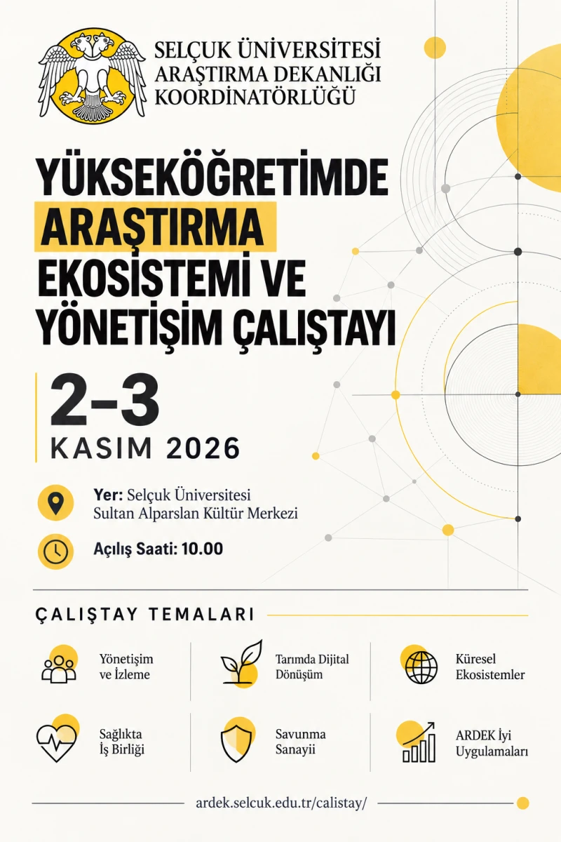 Selçuk Üniversitesi Ev Sahipliğinde "Yükseköğretimde Araştırma Ekosistemi ve Yönetişim Çalıştayı" Konya’da Gerçekleştirilecek